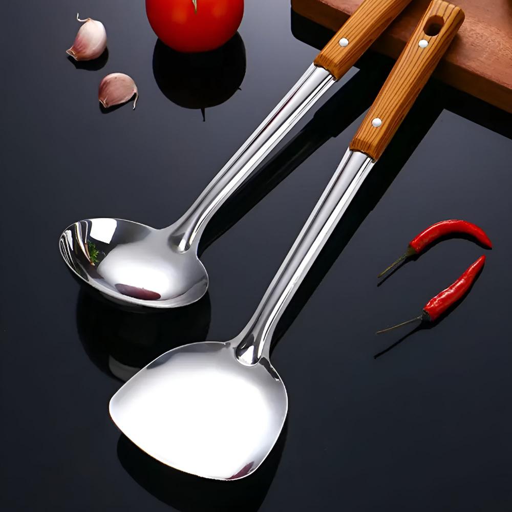 Keukengerei Set - ChefCraft - Roestvrijstaal - Houten Handvaten