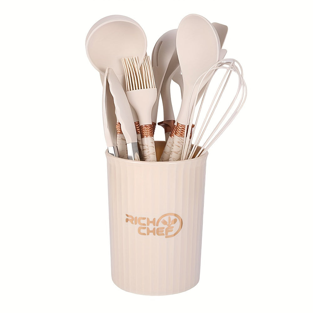 Keukengerei Set - EasyCook - Anti-aanbak Siliconen - Lichte Houten Handvatten