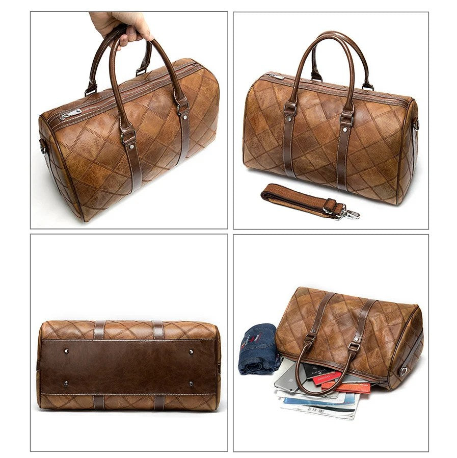 Handbagage Tas - TravelMate - Geruit Leer - Stijlvol & Duurzaam