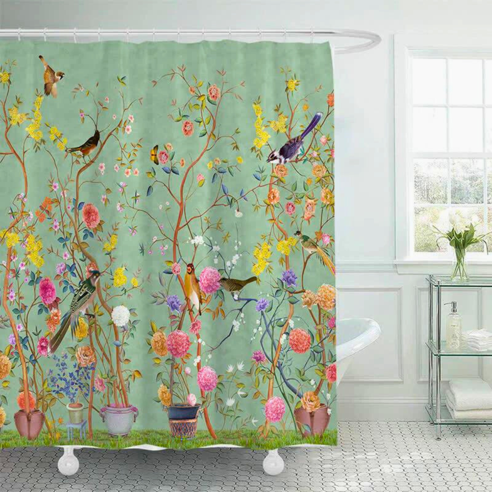 Douchegordijn - LuxeBloom - Bloemen Design - Waterdichte Stof