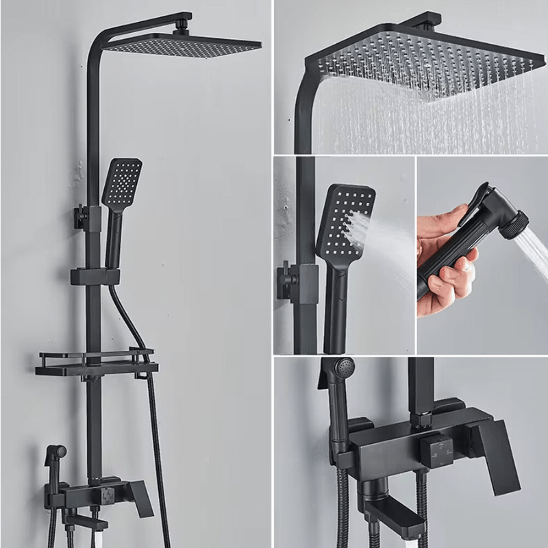 Doucheset - AquaFlow - Messing Mengkraan - Regen Douche Set