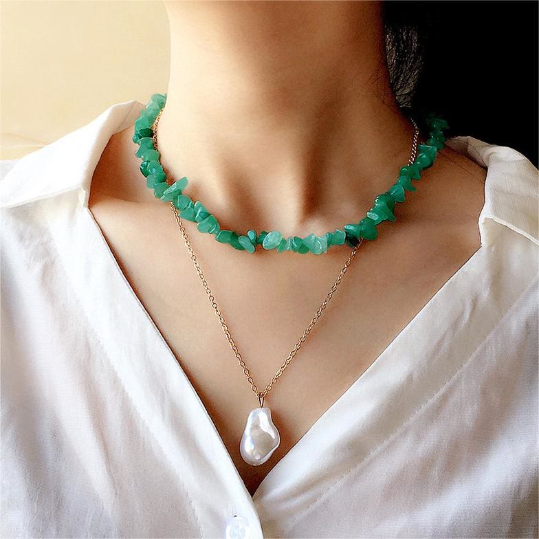 Kristallen Hanger Ketting - Virelle - Gepolijste Edelsteen Bedel - Elegante Dames Sieraden