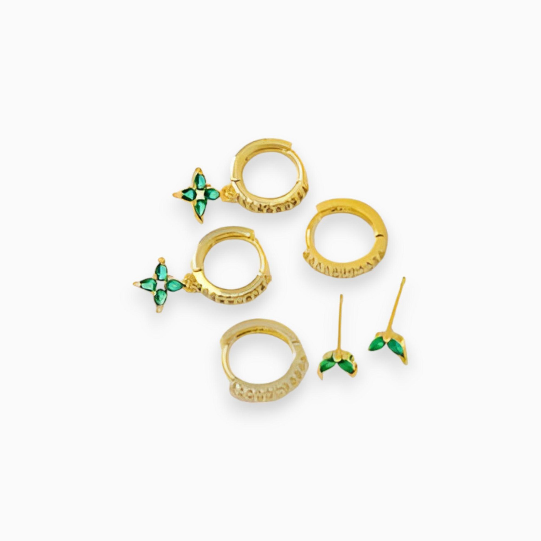 Goud Vergulde Oorbellen Set - Auréla - Fijn Ringontwerp - Elegant Sieraad Cadeau