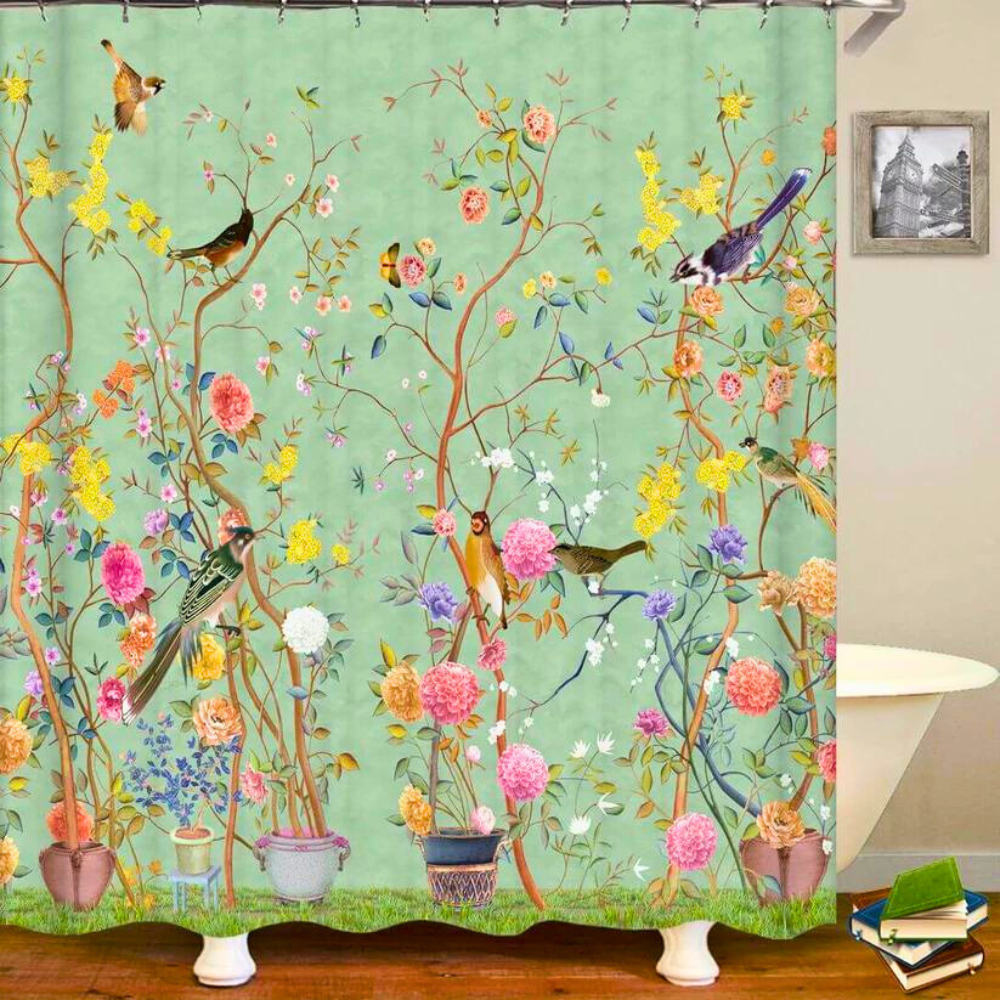 Douchegordijn - LuxeBloom - Bloemen Design - Waterdichte Stof