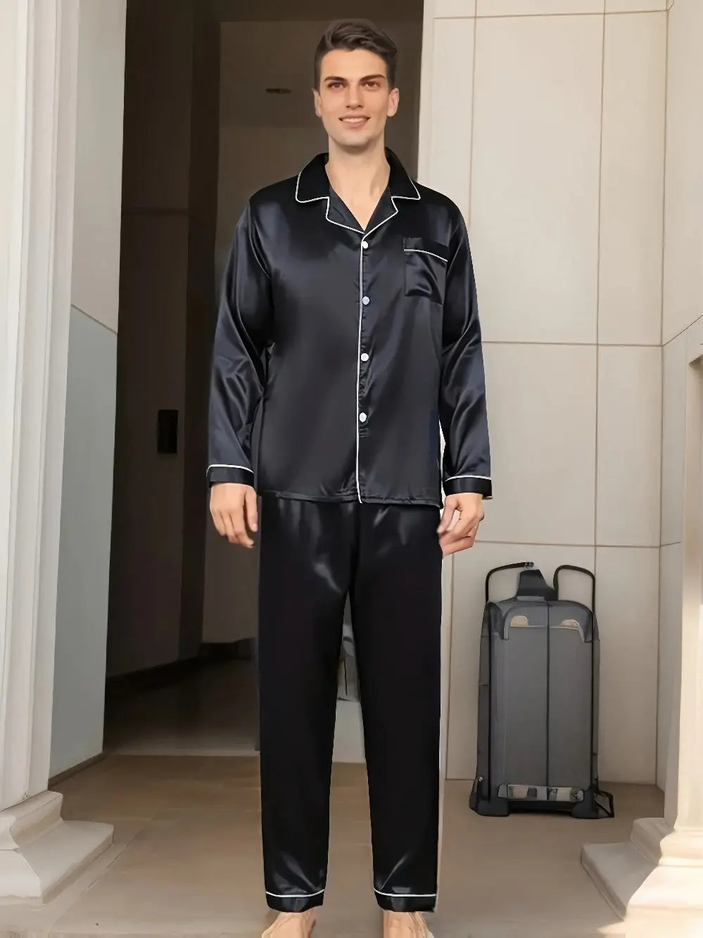 Heren Pyjama Set - LuxeSleep - Satijnen Stof - Comfortabele Pasvorm