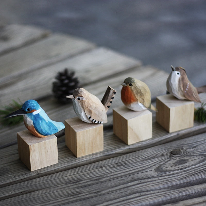 Houten Vogels - NatureCraft - Handgemaakt Ontwerp - Decoratief Object