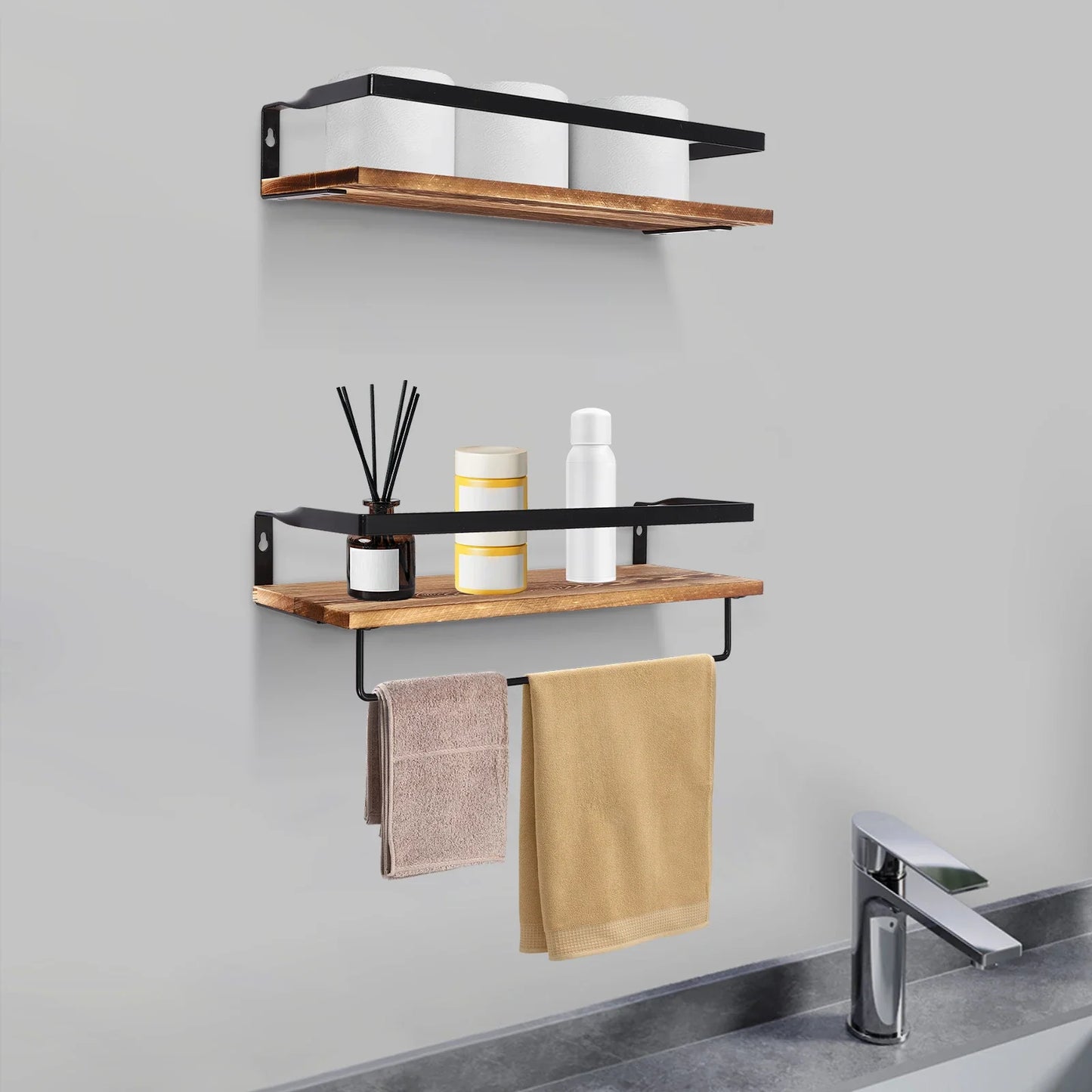 Wandplank - WoodStyle - Handdoekhouder - Stijlvolle Opslag