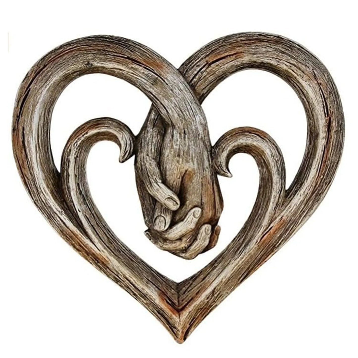 Muurdecoratie Beeld - HeartBond - Handen Vasthouden Ontwerp - Houtlook Afwerking