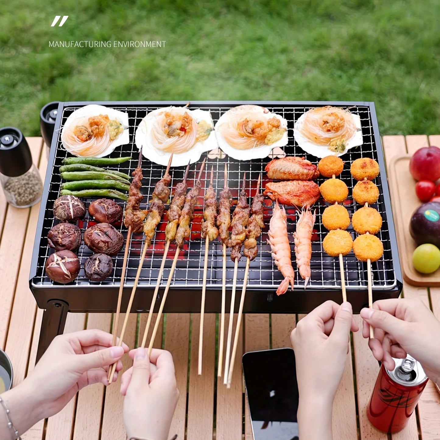 Draagbare Vouwbarbecue - GrillMax - Rookloos Ontwerp - Buiten Koken