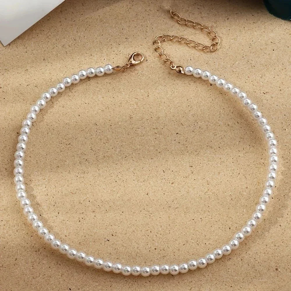 Halsketting - PearlEssence - Imitatie Zoetwater - Elegante Ketting