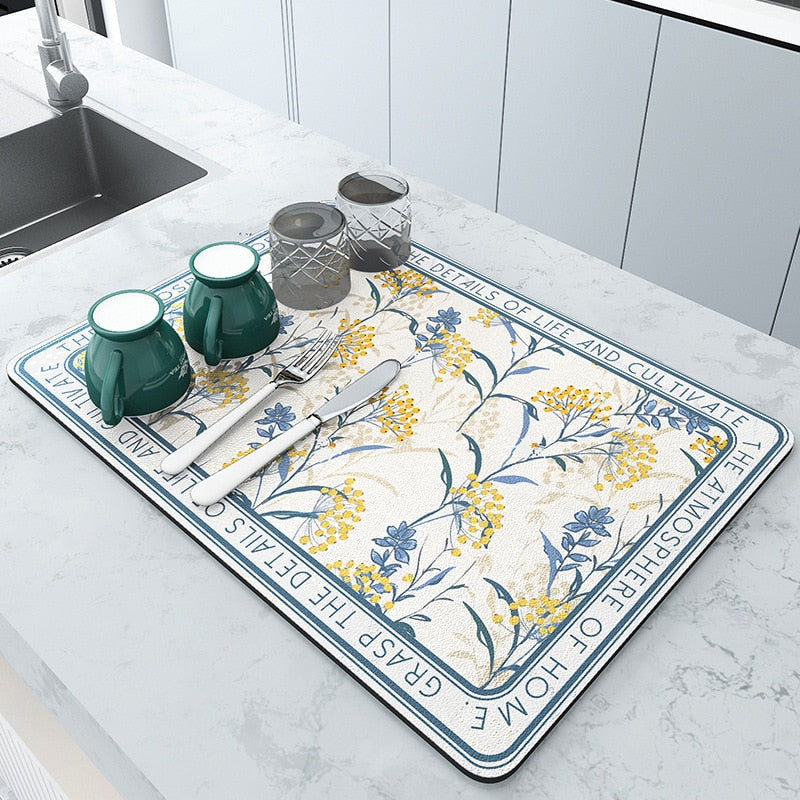 Afvoer Mat - QuickDry - Absorberend Design - Keukenblad