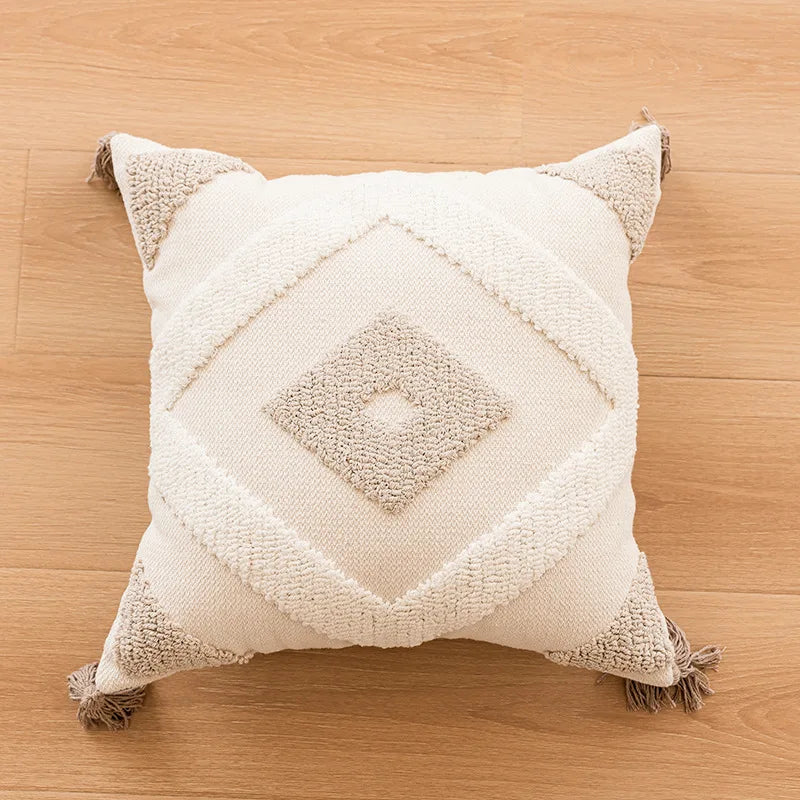 Boho Kussenhoes - Tazzura - Zachte Katoenen Stof - Decoratief Kwastjesontwerp