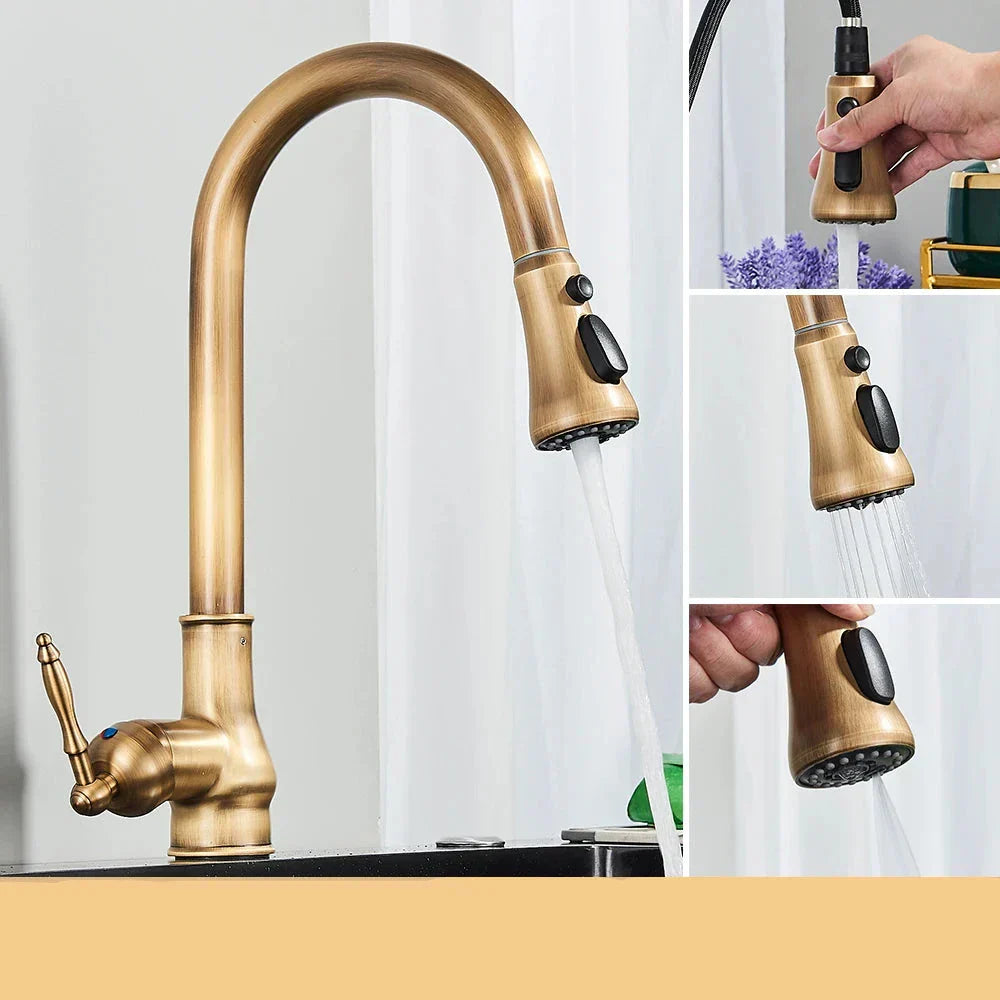 Keukenkraan - VintageTap - Antiek Messing - Elegante Design