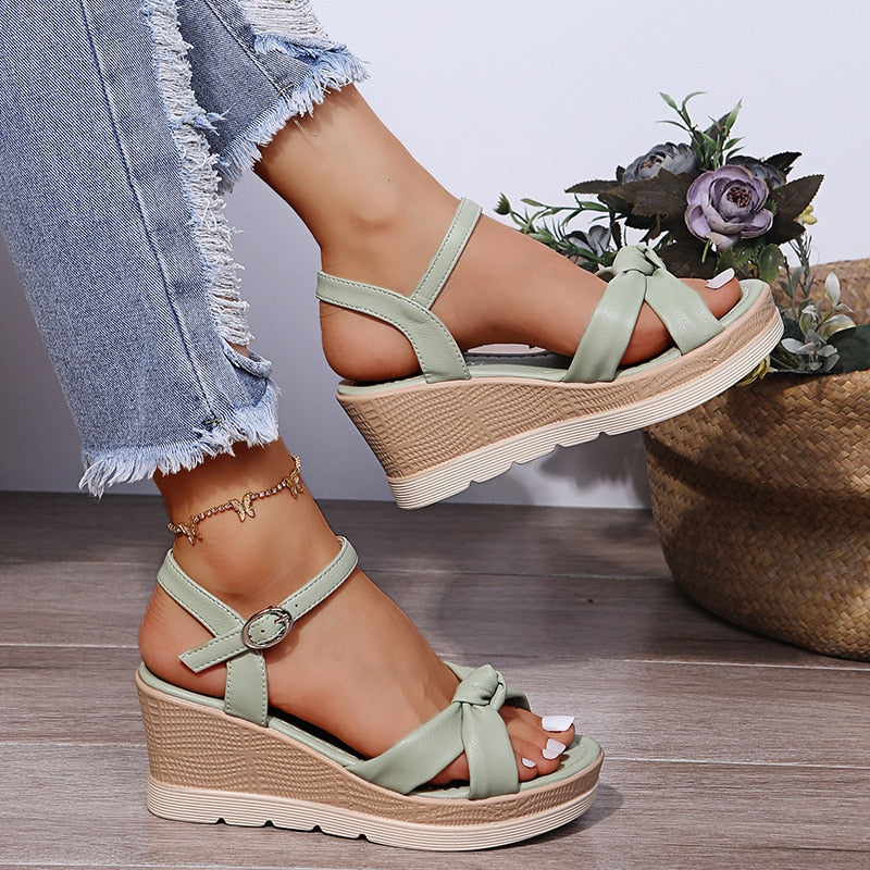 Wedgesandalen - Elvira - Elegante Bandjes - Comfortabele Hak