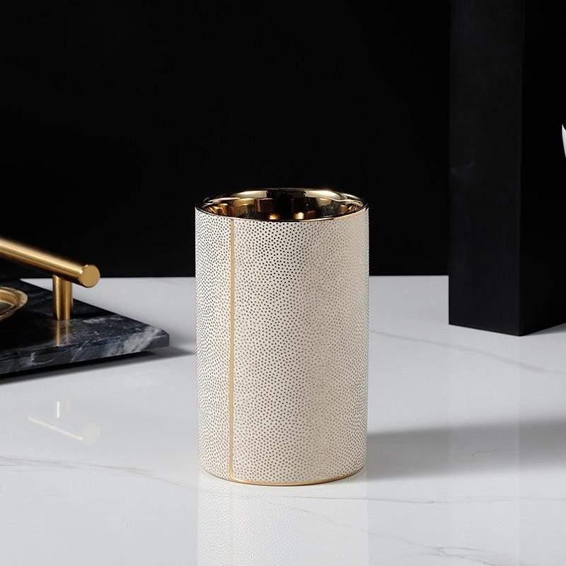 Badkameraccessoires Set - Luxura - Keramische Dispenser - Gouden Details