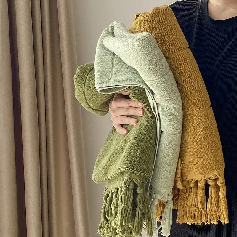 Katoenen Handdoek - PureTowel - Handgeknoopt - Franjes Design