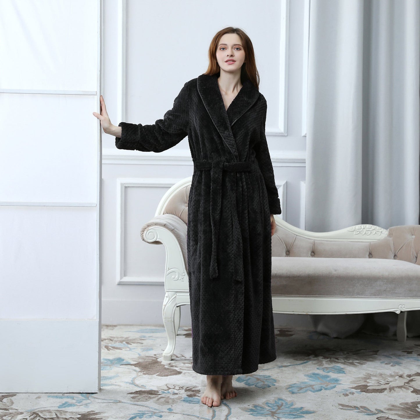Flanellen Badjas - CozyLuxe - Thermische Warmte - Extra Lang Ontwerp