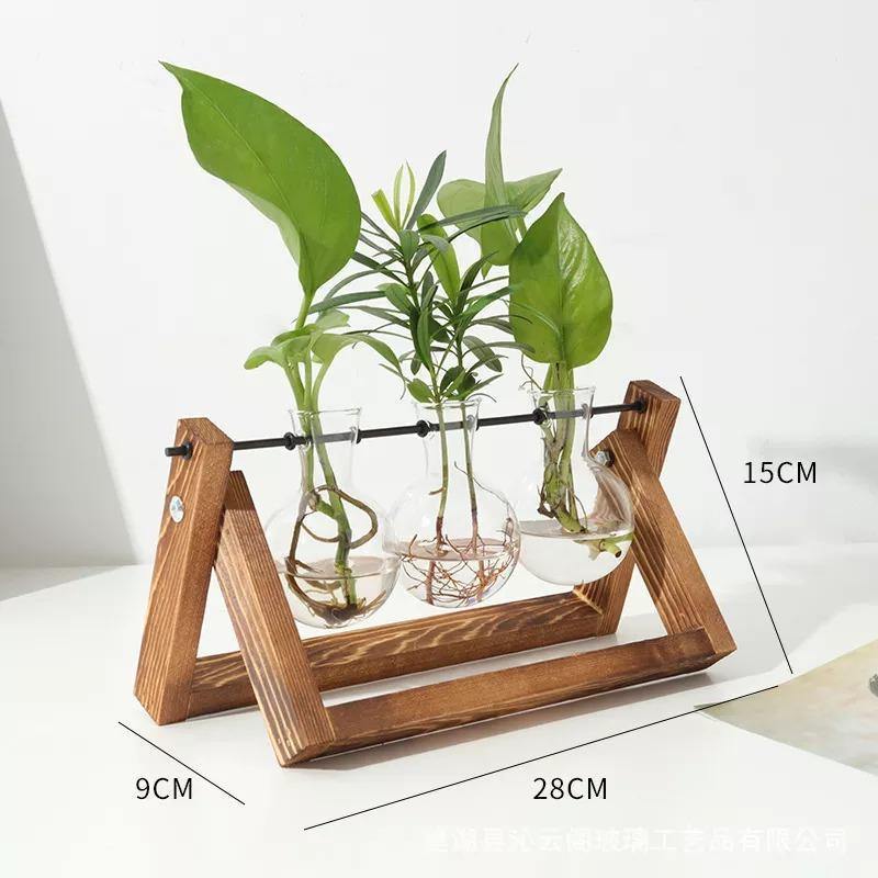 Propagatievaas - GlassNest - Houten Stand - Decoratieve Plantenhouder