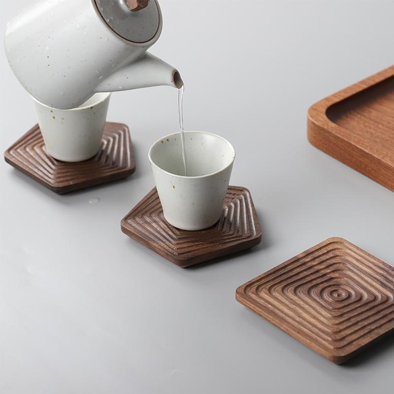 Houten Onderzetters - WoodCraft - Premium Walnoot - Unieke Vormen