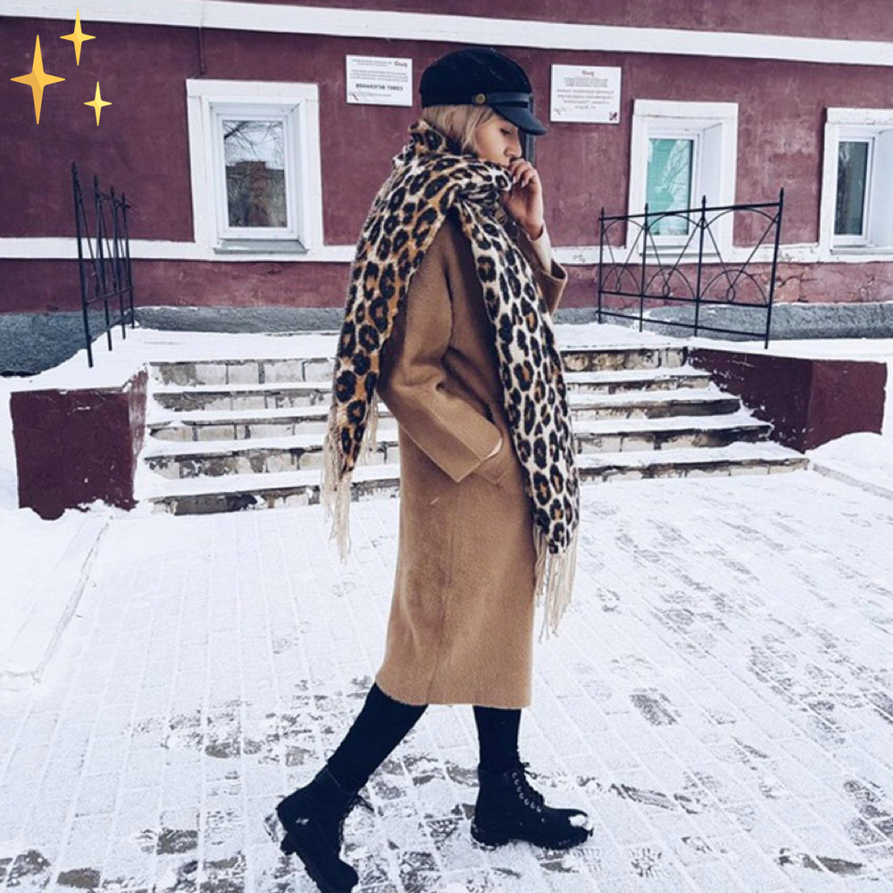 Winter Sjaal - CozyWrap - Luipaardprint - Warme Wol