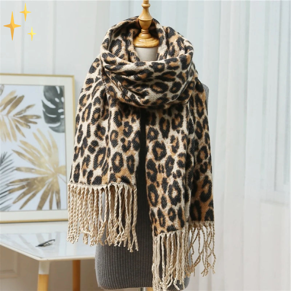 Winter Sjaal - CozyWrap - Luipaardprint - Warme Wol