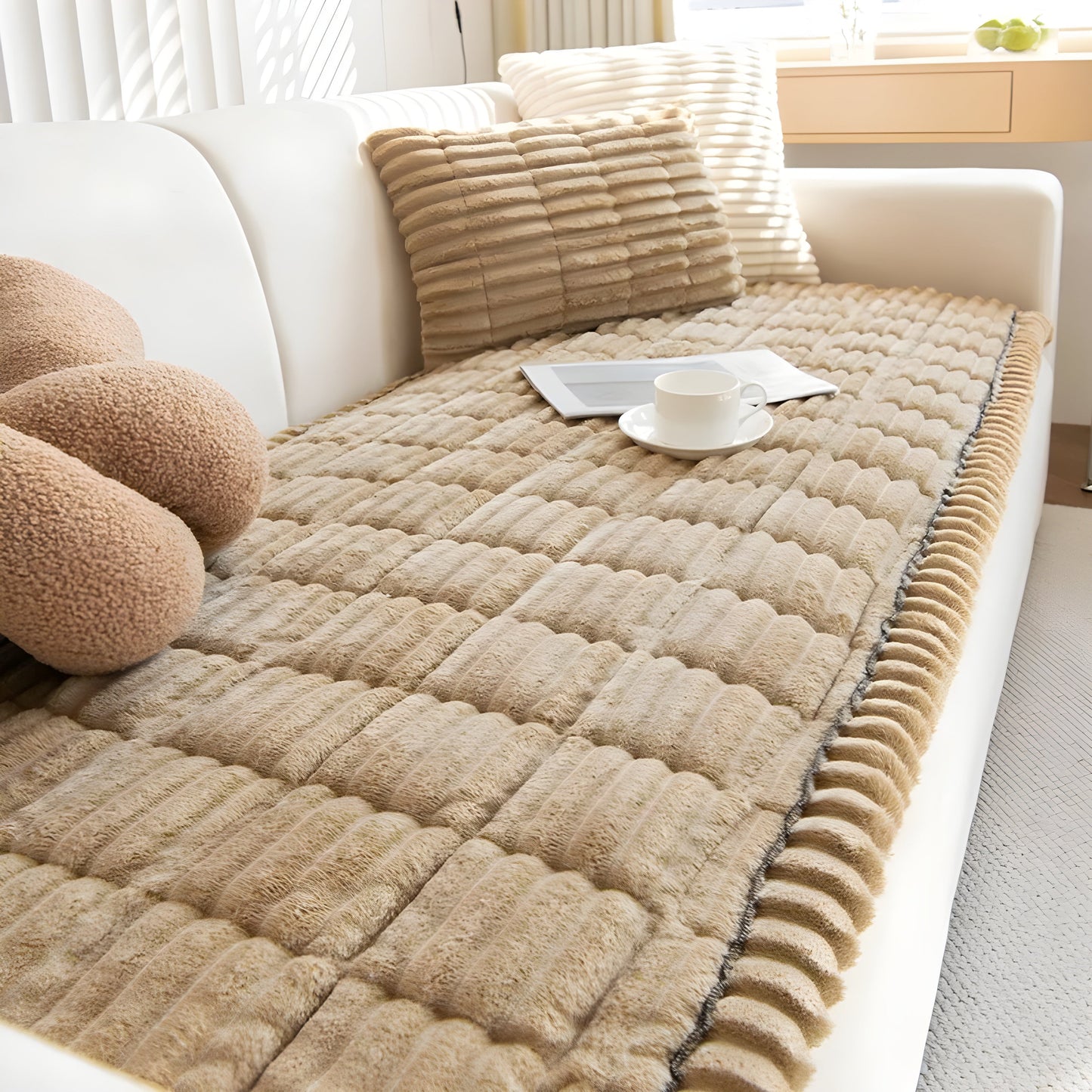 Bankhoes - VeluGuard - Verdikt Ribfluweel - Antislip Bescherming