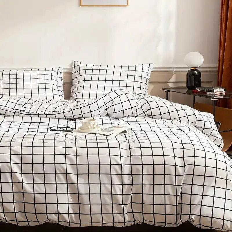 Dekbedovertrek Set - CozyNest - Ruitjespatroon - Ademend Comfort