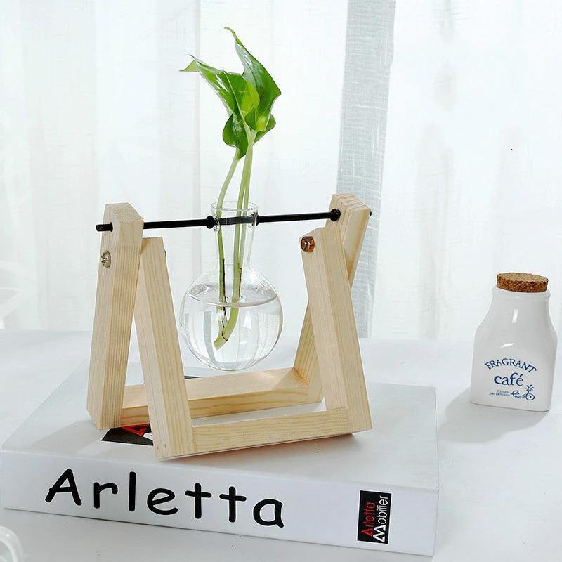 Propagatievaas - GlassNest - Houten Stand - Decoratieve Plantenhouder