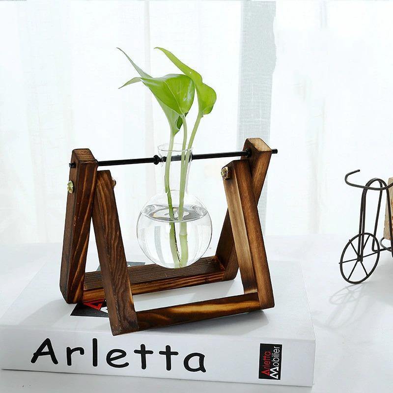 Propagatievaas - GlassNest - Houten Stand - Decoratieve Plantenhouder