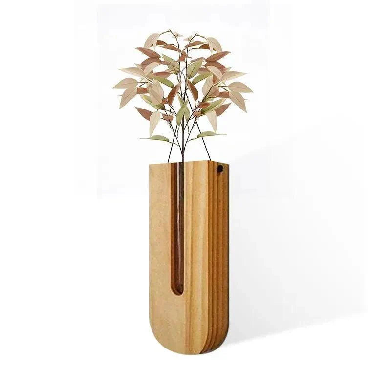 Muurvaas - NatureGrow - Houten Ophanghaak - Glazen Buis