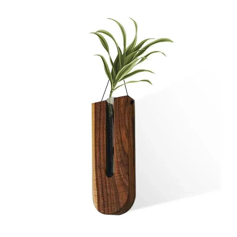 Muurvaas - NatureGrow - Houten Ophanghaak - Glazen Buis