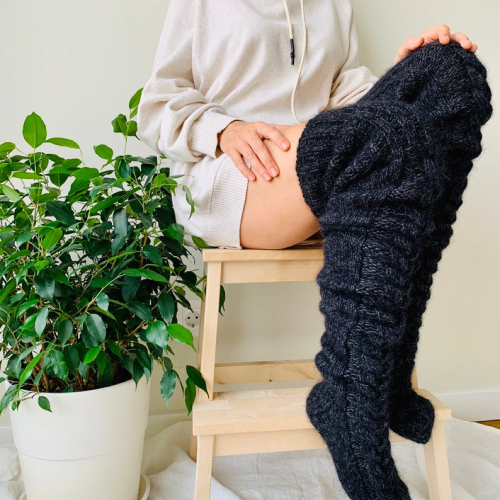 Winter Sokken - CozyWeave - Gevlochten Patroon - Tot de Dij