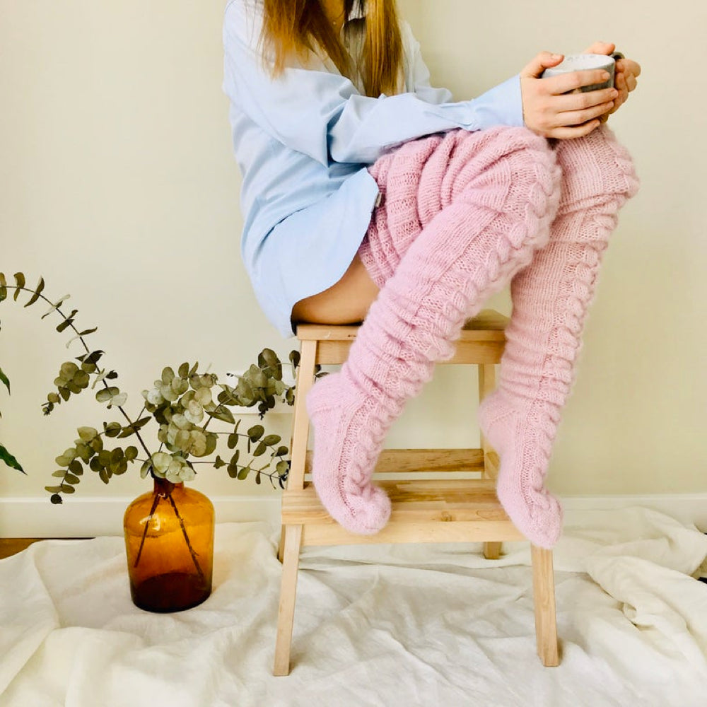 Winter Sokken - CozyWeave - Gevlochten Patroon - Tot de Dij