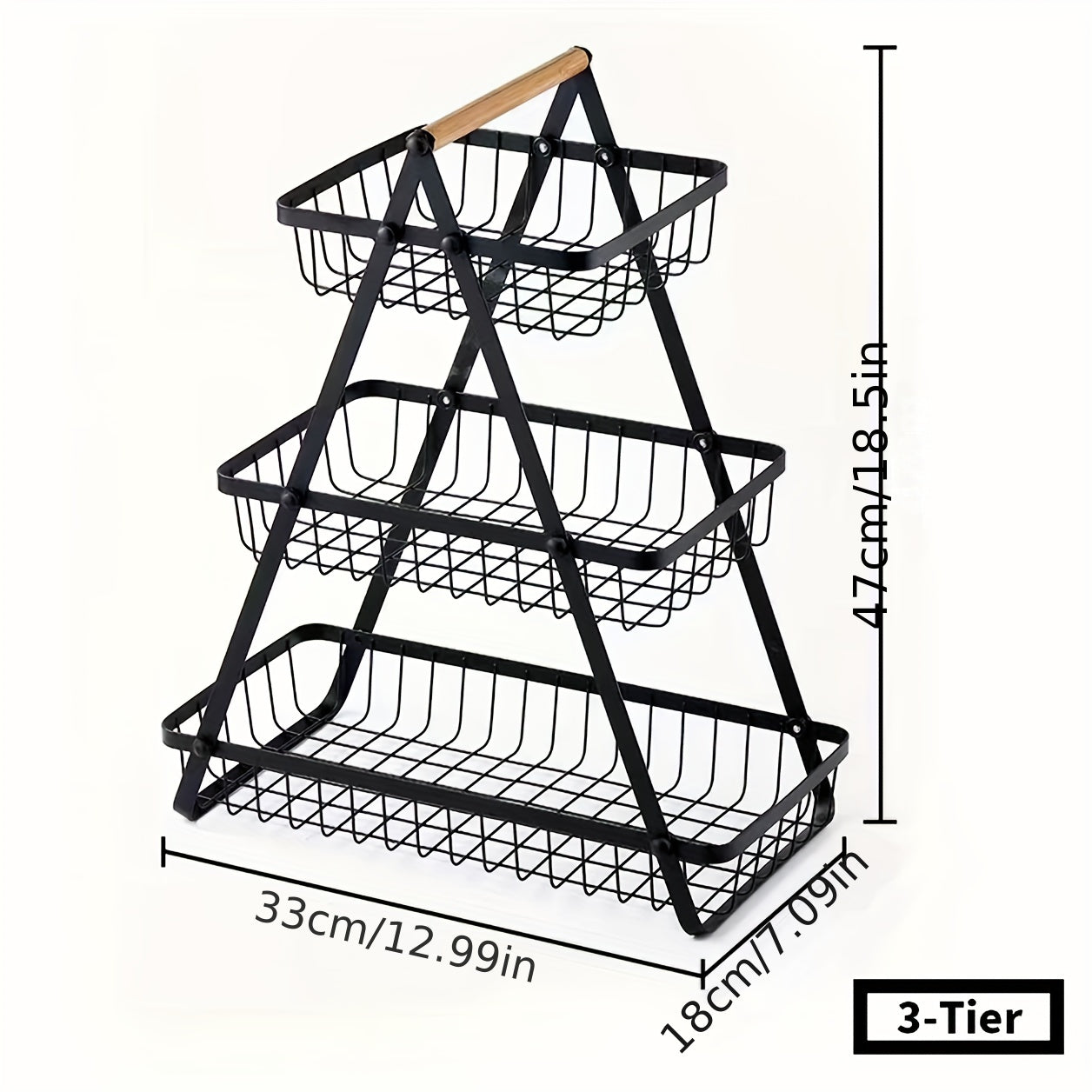 Fruit- en Groentemand - Harvest - Metalen Design - Houten Handvat