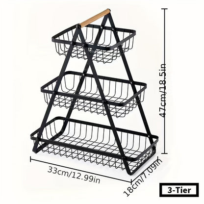 Fruit- en Groentemand - Harvest - Metalen Design - Houten Handvat