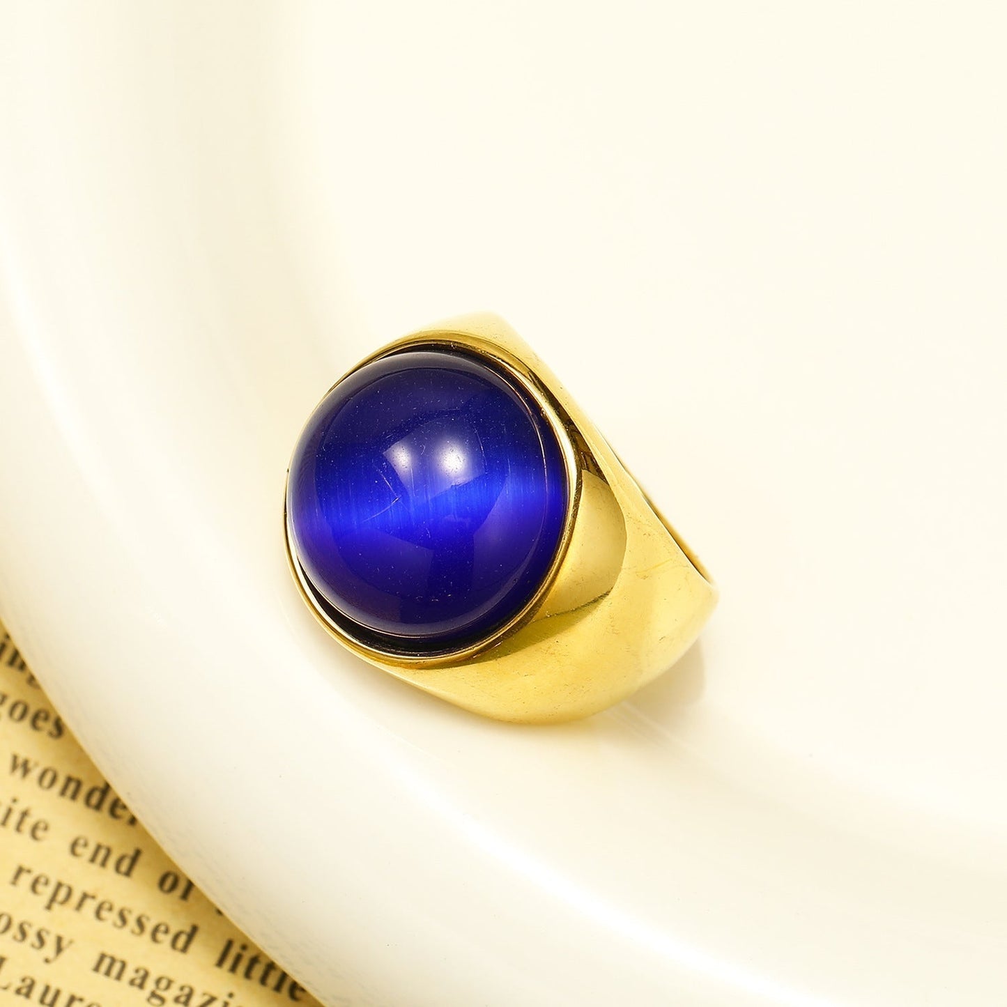 Statement Edelsteen Ring - Lioraza - Kattenoog Kristal - Verstelbare Mode Sieraden
