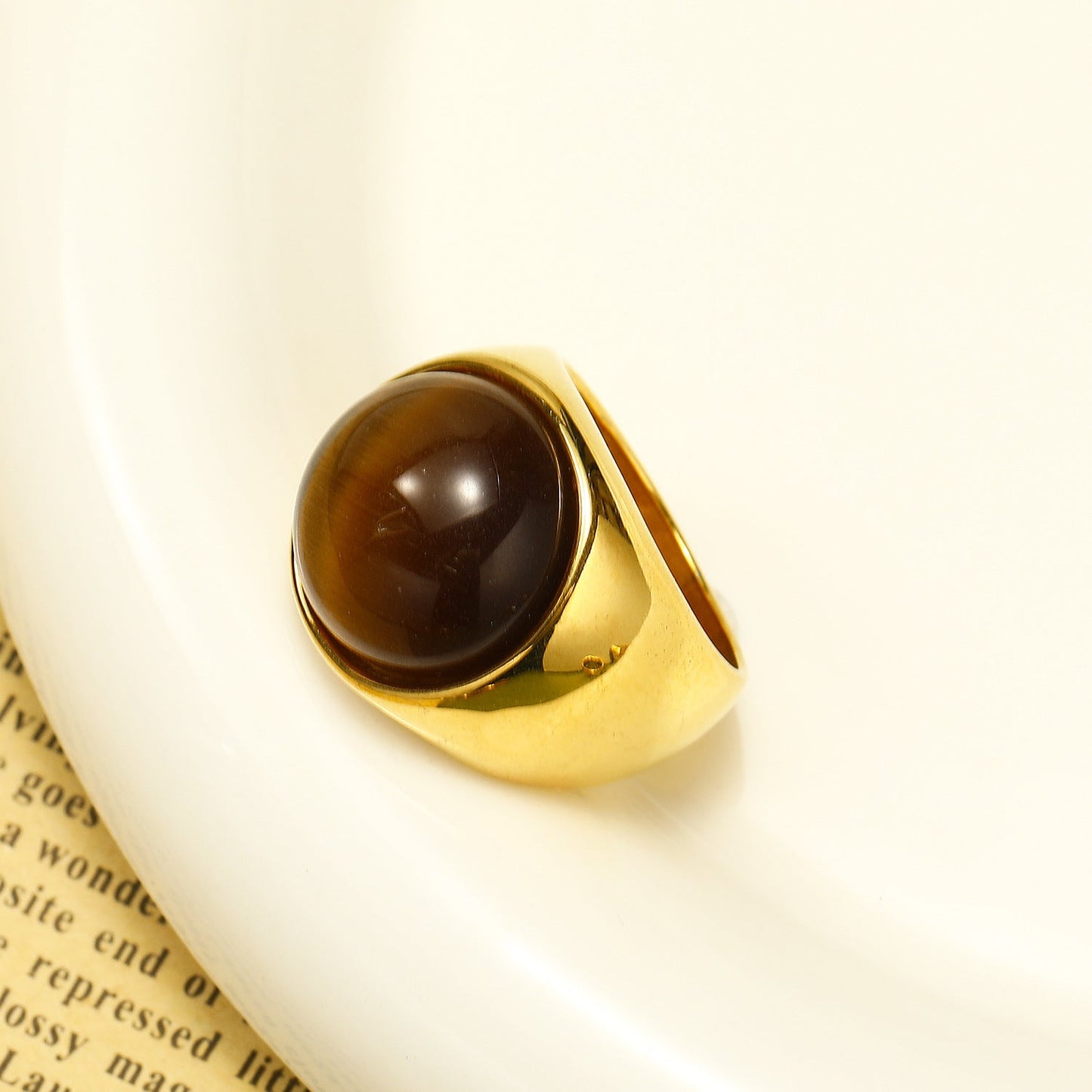 Statement Edelsteen Ring - Lioraza - Kattenoog Kristal - Verstelbare Mode Sieraden
