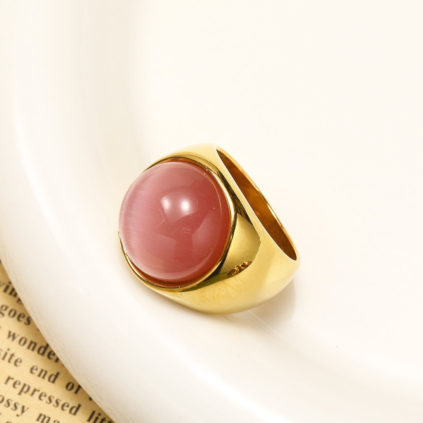 Statement Edelsteen Ring - Lioraza - Kattenoog Kristal - Verstelbare Mode Sieraden