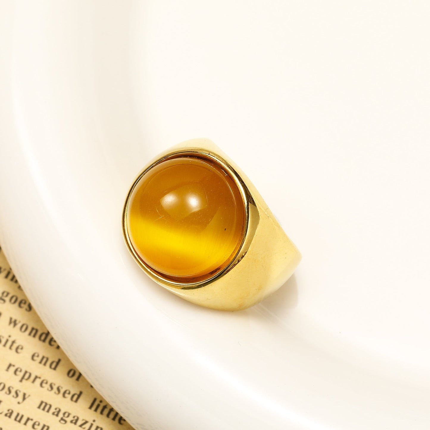 Statement Edelsteen Ring - Lioraza - Kattenoog Kristal - Verstelbare Mode Sieraden
