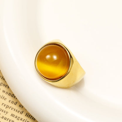 Statement Edelsteen Ring - Lioraza - Kattenoog Kristal - Verstelbare Mode Sieraden