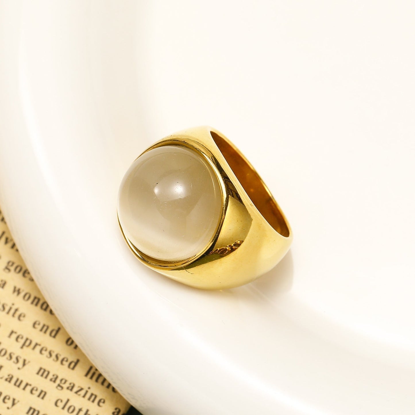 Statement Edelsteen Ring - Lioraza - Kattenoog Kristal - Verstelbare Mode Sieraden