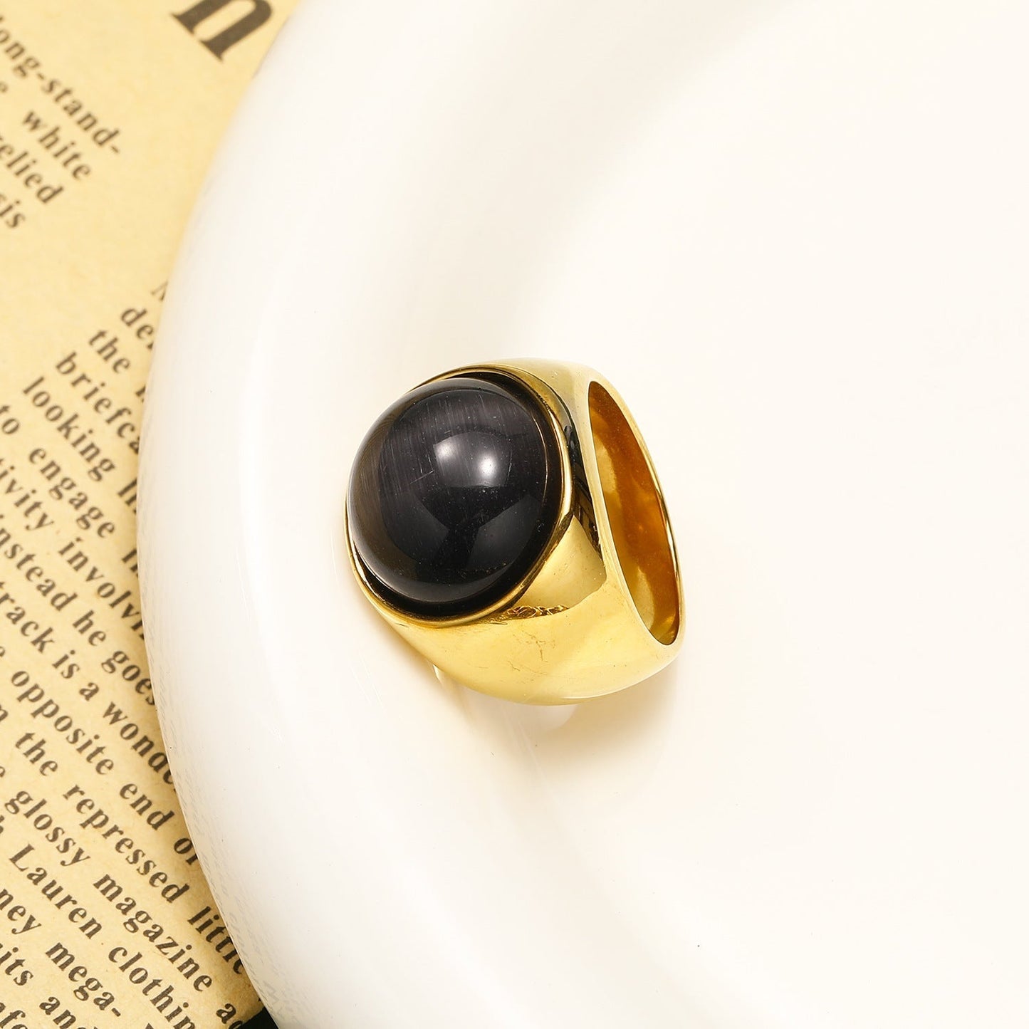 Statement Edelsteen Ring - Lioraza - Kattenoog Kristal - Verstelbare Mode Sieraden