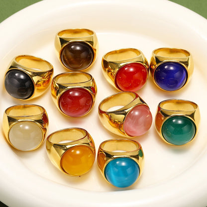Statement Edelsteen Ring - Lioraza - Kattenoog Kristal - Verstelbare Mode Sieraden