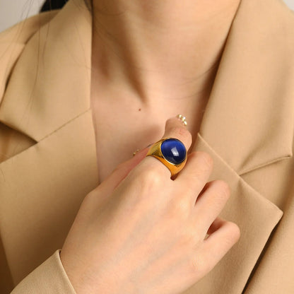 Statement Edelsteen Ring - Lioraza - Kattenoog Kristal - Verstelbare Mode Sieraden