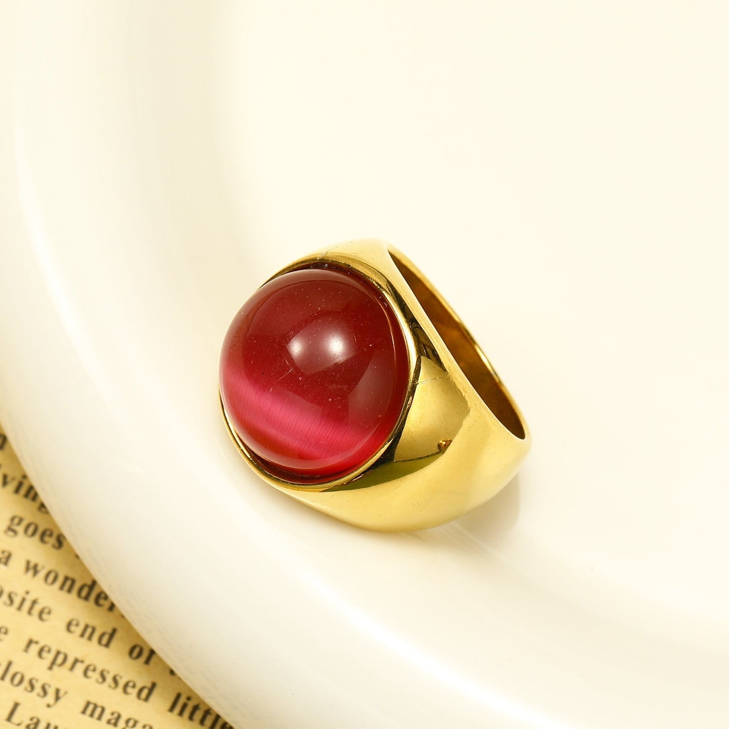 Statement Edelsteen Ring - Lioraza - Kattenoog Kristal - Verstelbare Mode Sieraden