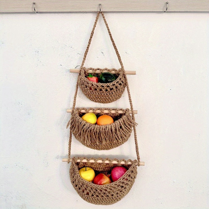 Hanging Mand - OrganizeMax - Handgeweven Jute - Keukenopslag