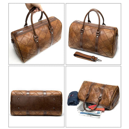 Handbagage Tas - TravelMate - Geruit Leer - Stijlvol & Duurzaam