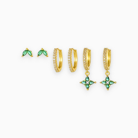 Goud Vergulde Oorbellen Set - Auréla - Fijn Ringontwerp - Elegant Sieraad Cadeau