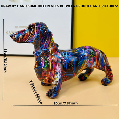 Honden Beeld Decor - Barkleo - Kleurrijke Teckel Ornament - Speelse Sfeer in Huis