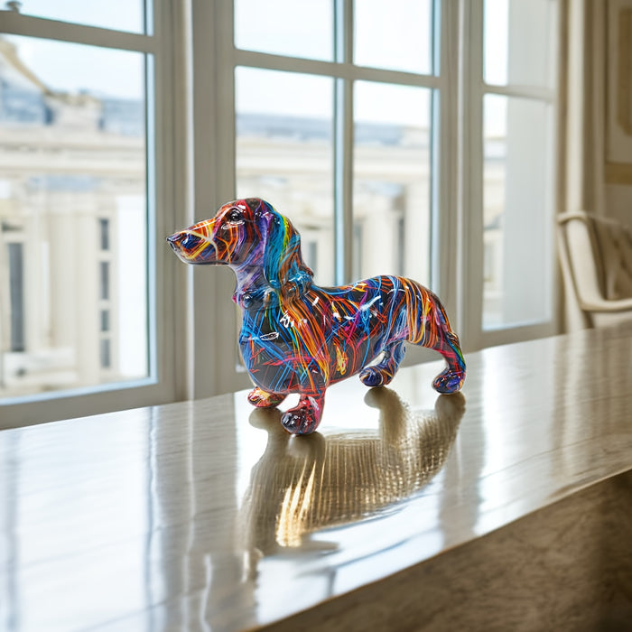 Honden Beeld Decor - Barkleo - Kleurrijke Teckel Ornament - Speelse Sfeer in Huis